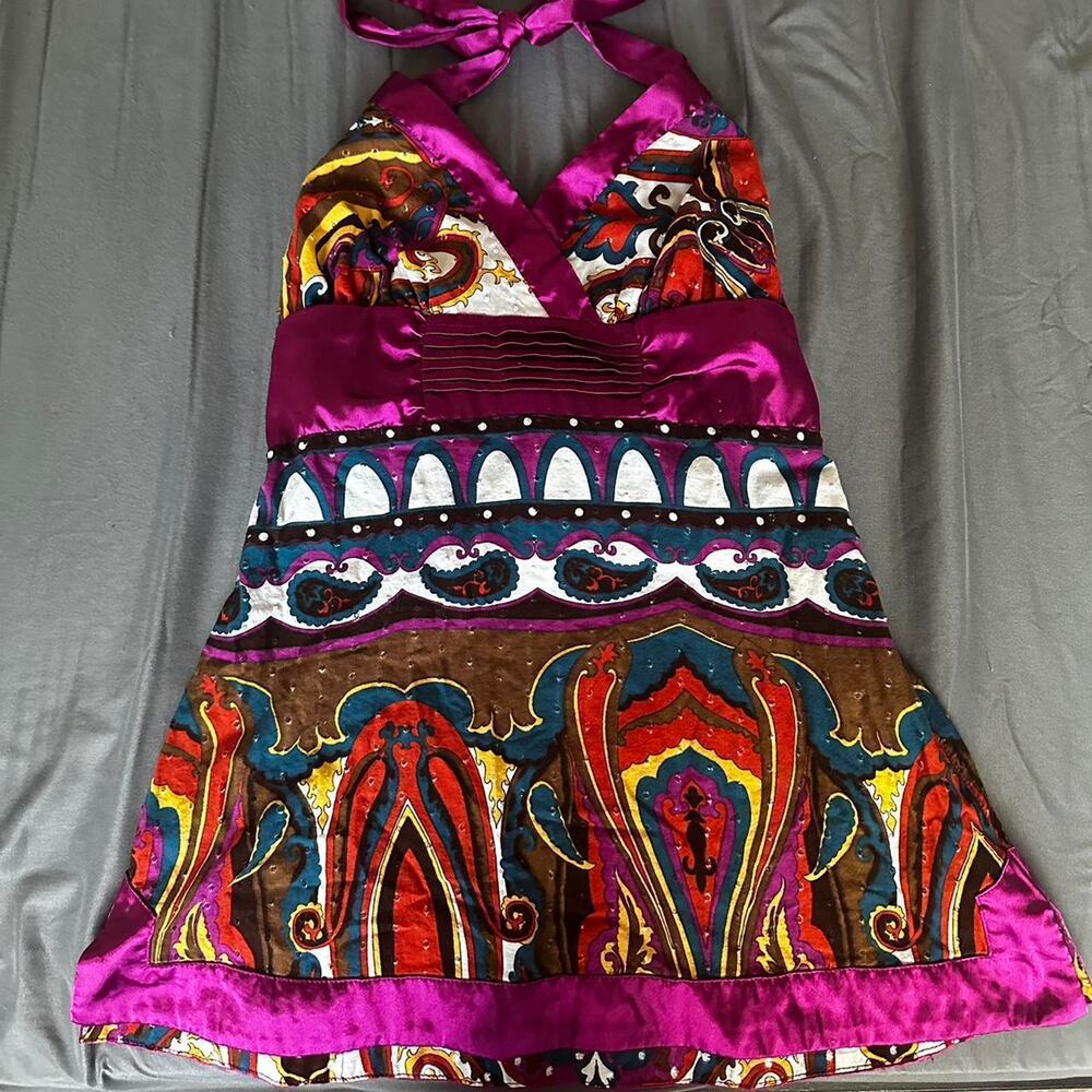Xoxo y2k halter paisley mixed print top